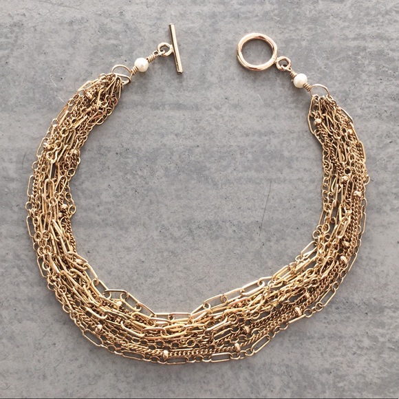 Jewelry - Gold-filled 1/20 14K chain bracelet with pearl